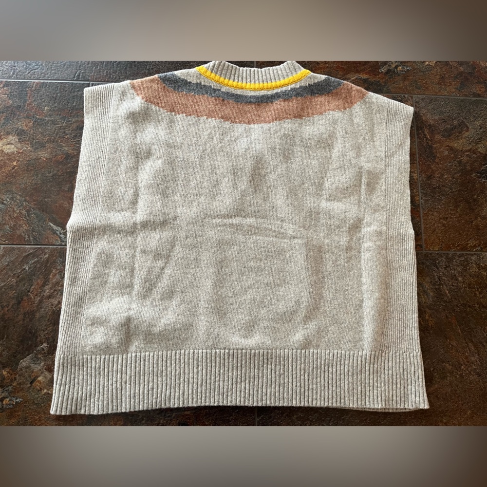 New Fate women’s gray 80% wool v neck chevron oversized sweater vest. Size small - Picture 10 of 14